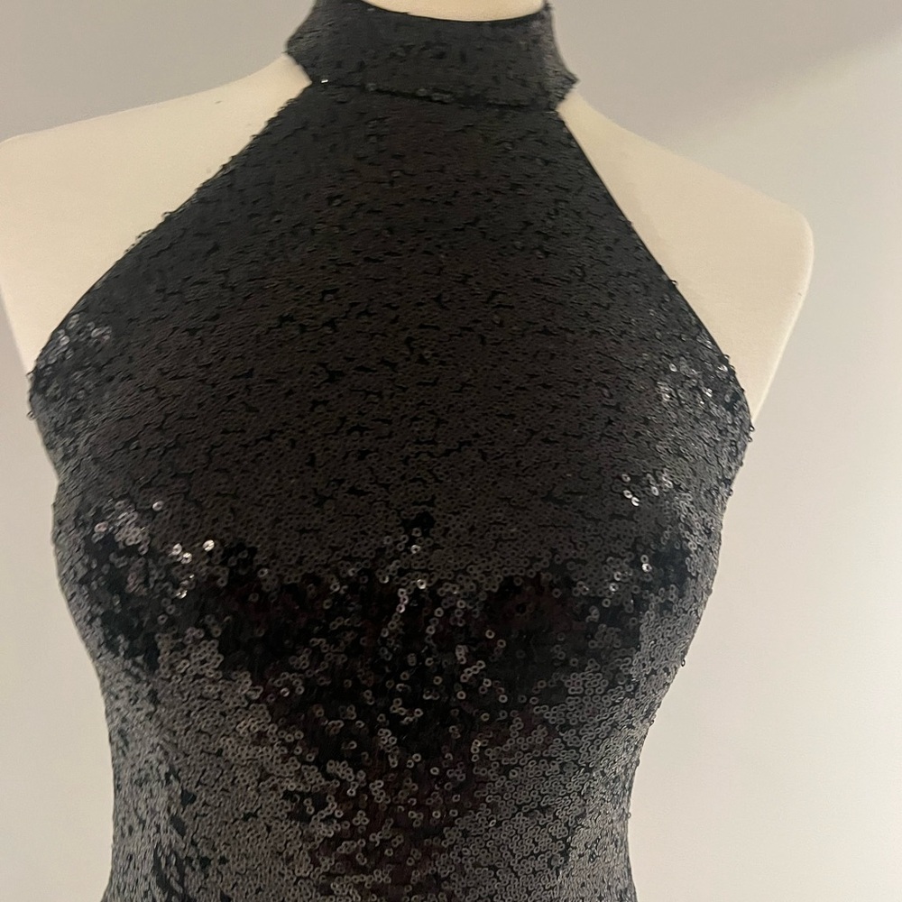 Glamorous Black Sequin Backless Dress